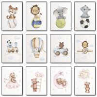 ราคา การ์ตูนสัตว์ตุ๊กตาหมีสิงโตช้างเสือม้าลายบาสเกตบอลโปสเตอร์พิมพ์ภาพผนังศิลปะภาพวาดผ้าใบตกแต่งบ้าน (46651937267)