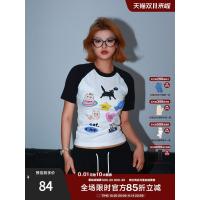 ราคา SuashaMoment Scratch Cat เสื้อยืดแขนสั้นผู้หญิงสไตล์ใหม่ ไหล่กระชับ วัสดุระบายอากาศดี เหมาะสำหรับฤดูร้อน (49401496488)