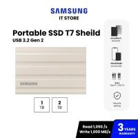 ราคา SAMSUNG T7 Sheild USB 3.2 Gen 2 1,050 / 1,000 MB/s 1TB/ 2TB สีเบจ MOONROCK BEIGE (T7 Sheild / MU-PE) (24664816723)