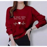 ราคา เสื้อยืดท็อปแขนยาวผู้หญิงผู้ใหญ่พิมพ์ลาย My Heart Beats Motif เสื้อยืดคอกลมแขนยาวผู้หญิงอินเทรนด์และอินเทรนด์ (40967159333)