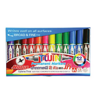 ราคา ปากกามาร์คเกอร์เคมี 2 หัว หมึกคละสี 12 ด้าม/แพ็ค ตราม้า (40219137901)