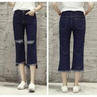 ราคา กางเกงยีนส์สาวอวบ 5 ส่วน แต่งขาด ปลายลุ่ย หน้าสั้นหลังสาว เก๋ ๆ (318873455)