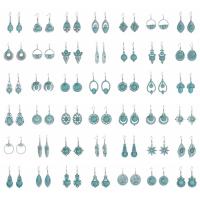 ราคา ต่างหูVintageชาติพันธุ์โบราณ สไตล์เรขาคณิตอินเดีย Jumka เพชรสังเคราเงินและสีฟ้านำโชค (40275868982)