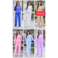 ราคา เซท 2 ชิ้น เสื้อแขนยาว มีฮูด พร้อมกางเกงขายาว จั้มปลายขา ชุดเซ็ท ชุดเซต (28855704616)