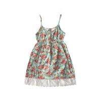 ราคา (เสื้อผ้ามือ2)มินิเดรส เสื้อสายเดี่ยว ยางยืดรอบอก สีฟ้า ลายดอกกุหลาบ แต่งชายลูกไม้ ✨- Freesize (44202078781)