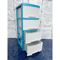 ราคา ตู้ลิ้นชักสีขาวโครงสีฟ้า 4 ชั้น รุ่น A-002-21 ลายหวาย Drawer 4 Tiers (14463307285)
