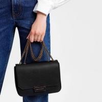 ราคา CHARLES & KEITH แท้ 100% Classic Push-Lock Crossbody (5713322671)