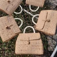 ราคา ประเป๋าสาน+สายสะพายถอดได้กระเป๋าผักตบชวา กระเป๋าแฮนด์เมด งานฝีมือ งานจักสาน Natural Woven Bag (6935222579)