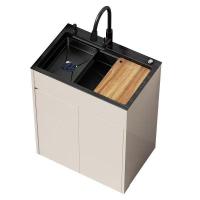 ราคา โต๊ะล้างมือ ตู้เก็บของ ตู้ซิงค์ล้างจาน สแตนเลสร่องเดี่ยว พร้อมตู้ครัวก๊อกน้ำ อ่างล้างจาน ล้างจาน (42758702100)