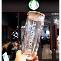 ราคา ขวดแก้วสตาร์บัค ทรงเว้า ฝาไม้ (9732172643)