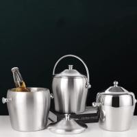 ราคา ถังน้ำแข็งสแตนเลส 1.2ลิตร ถังแช่ไวน์ Stainless steel drum ice bucket (40803532348)
