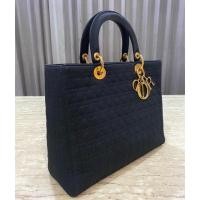 ราคา Christian Dior Black Large Lady Dior Bag ของแท้ วินเทจ กระเป๋ามือสอง แบรนด์เนม (22506625709)