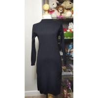 ราคา ชุดเดรสยาวสีดำ คอเต่า แขนยาว เข้ารูป ผ้ายืด (11953833917)