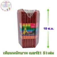 ราคา เทียนหนักบาท เบอร์21 สีแดง ตราประทานพร 51เล่ม เทียนไขสีแดง สีแดง เทียนแดง เทียนหอม เทียน เทียนไข candle เทียนสีแดง (7532112524)