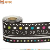 ราคา Suteee กระดาษตกแต่งขอบกระดานบิลบอร์ด, กระดาษตกแต่งขอบกระดานดํากันน้ํา, หลากสี 5.7 ซม. * 10 ม. สติกเกอร์ขอบกระสุนสํานักงาน (26704089407)