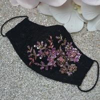 ราคา แมส แมสลูกไม้ ปักลูกไม้ปักเลื่อม สีดำ แมสปิดปาก แมสปิดจมูก ผ้าปิดจมูก ผ้าปิดปาก mask กรอง3ชั้น มีช่องสอดแผ่นกรอง (5076648980)