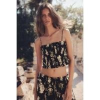 ราคา H&M(เอชแอนด์เอ็ม) เสื้อท็อปส์มีสายผูกและดีไซน์แบบสม็อค ผู้หญิง 1285389 (43054977460)