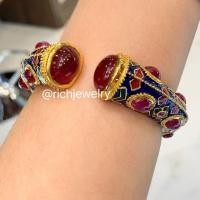 ราคา กำไลพลอยแท้ ตัวเรือนเงิน ชุบทองแท้ ลงยา (4515377811)