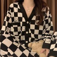 ราคา InsชุดนอนCheckerboardชุดนอนยิ้มแขนยาวชุดนอนชุดญี่ปุ่นNightdress Loungewearพิมพ์ชุดนอนดอกไม้Pa (49450545029)