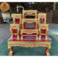 ราคา ️ โต๊ะหมู่บูชาไม้สน หมู่ 7 หน้า 8 นิ้ว ️ งานร่องสีแกะสลักลายดอกพิกุล ปิดทองหรู ✨ ระบุสีที่ต้องการในกล่องข้อความ (47801220683)