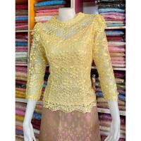 ราคา เสื้อลูกไม้ผ้าใยบวบคอโอบไหล่ซ้อน (12374827632)