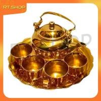 ราคา ชุดกาน้ำชาทองเหลือง แบบเรียบ ทองเหลืองแท้ 100% ขนาดเล็ก (8061817851)