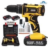 ราคา MOLITA สว่านไร้สาย 168V สว่านกระแทก 3 ระบบ แบตเตอรี่ 2 ก้อน รองรับงานหนัก เจาะเหล็ก เจาะคอนกรีต ขันน็อตสกรู พร้อมอุปกรณ์ (19929823312)