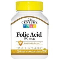 ราคา 21st Century, Folic Acid, 400 mcg, 250 Tablets (4931509318)