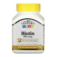 ราคา 21st Century, Biotin, 800 mcg, 110 Easy Swallow Tablets (4357645137)
