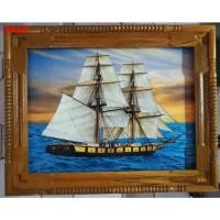 ราคา ☍℡THAILUCKWOOD เรือสำเภาจีน กรอบรูปติดผนัง รูปภาพเรียกทรัพย์ ภาพเรือสำเภา (ขนาดกรอบรูป 49 x 62 CM ) - กรอบสีไม้ (11630417612)