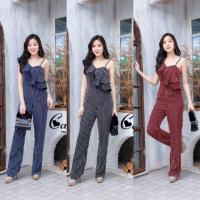 ราคา จั้มสูทสายเดี่ยวขายาว ลายริ้วแต่งระบายเฉียง (5206918349)