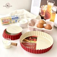 ราคา พิมพ์ทาร์ตเทฟลอน ถอดก้น สีแดง 2 ขนาด / พิมพ์เทฟล่อน ขอบหยัก Tart mold 1/2 ปอนด์ , 3 ปอนด์ (16244473181)