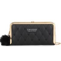 ราคา กระเป๋าสตางค์ใบใหญ่ ลายหัวใจขอบทองพร้อมสายโซ่สะพายไฮโซ （GC-057) (22613084633)