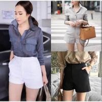 ราคา E001กางเกงขาสั้นเอวสูง รุ่นใหม่ แบบตะขอหน้าซิปหน้า เนื้อผ้าดับเบิ้ลซาตินหนา (2220263777)