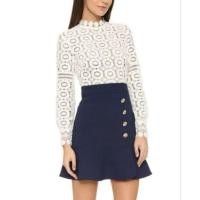 ราคา สินค้ามือสองชุดเดรสลูกไม้สีขาว กระโปรงยีน self portrait ป้าย roselani size s (43322825990)