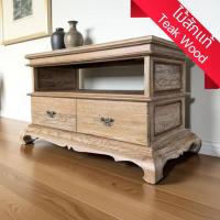 ราคา ชั้นวางทีวี ไม้สักแท้ สีเสี้ยนขาว ชั้นวางทีวีวินเทจ 103x44x63cm เฟอร์นิเจอร์แต่งบ้าน ไม้สักเก่า Teak TV Stand whitewash (28492578845)