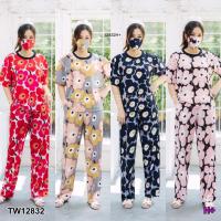 ราคา SS12832 Set #สาวอวบ เสื้อแขนสั้น กางเกงขายาว ลาย Marimekko (4840110272)
