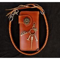 ราคา กระเป๋าสตางค์หนังแท้ แถมฟรีสายคล้อง กระเป๋าใบยาว หนังแท้ วินเทจ (1600149169)