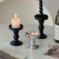 ราคา เชิงเทียนสีดำหรูหรา พร้อมน้ำมันหอมระเหย ออกแบบคล้ายร้านอาหารยุโรปแบบเรโทร ฐานแก้วทรงสูง EK1M (40874797892)