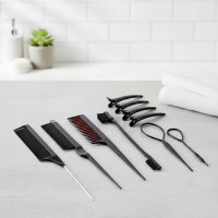 ราคา ชุดอุปกรณ์ช่างตัดผม 10 ชิ้น - หวี Triple Twist, หวีหางหนู, แปรงขอบ, เครื่องมือปลายผม (42426039612)