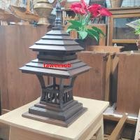 ราคา โคมไฟ ติดหัวเสาไม้สัก โคมไฟสนาม หัวเสา24 cm ทำจากไม้สักเก่า โคมไฟหัวเสาตกแต่งร้านอาหา ราคาถูก พร้อมจัดส่ง (16560458041)