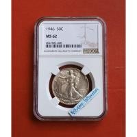 ราคา เหรียญเกรด NGC MS 62 Walking Liberty Silver Half Dollar 1946 #เนื้อเงิน .900 Silver (29174895852)