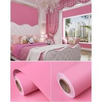 ราคา Wallpaper ลายเรียบสีชมพูเข้ม วอลเปเปอร์สติ้กเกอร์ ติดผนัง โมเดิร์น (2026579729)