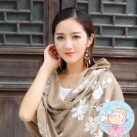 ราคา ผ้าคลุมไหล่ ผ้าพันคอ ปักลายดอกไม้ สีชมพู (1131265655)