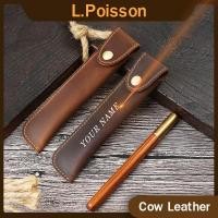 ราคา Handmade L.Poisson Crazy Horse Leather Pencil Case High Class Mens Pen Cases (44223011365)