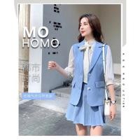 ราคา เซ็ต 3 ชิ้น เสื้อกั๊กสีฟ้า+เสื้อฉลุลูกไม้+กระโปรงซับในกางเกง งานดีมาก ผ้าดี ตัดเย็บดีเกินราคาค่ะ ☁️ (15313254603)