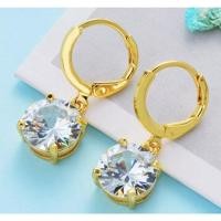 ราคา ต่างหูเพชรสวิส ชุบทองแท้ 24 k หนา 5 ไมครอน (18360251283)