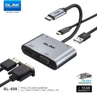 ราคา GLINK GL030 Type-C to HDMI / VGA 4 in 1 Hub USB แบบ 4K (27412802944)