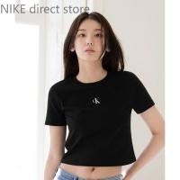 ราคา High quality❤️Calvin Klein Women's Slim Fit Cropped Short-Sleeved T-shirt 200% genuine (26706242044)