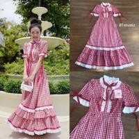 ราคา [ใหม่ชุดสุดท้าย]เดรสลายสก็อต สวยอลังการ งานป้าย BT Studio (4466120616)